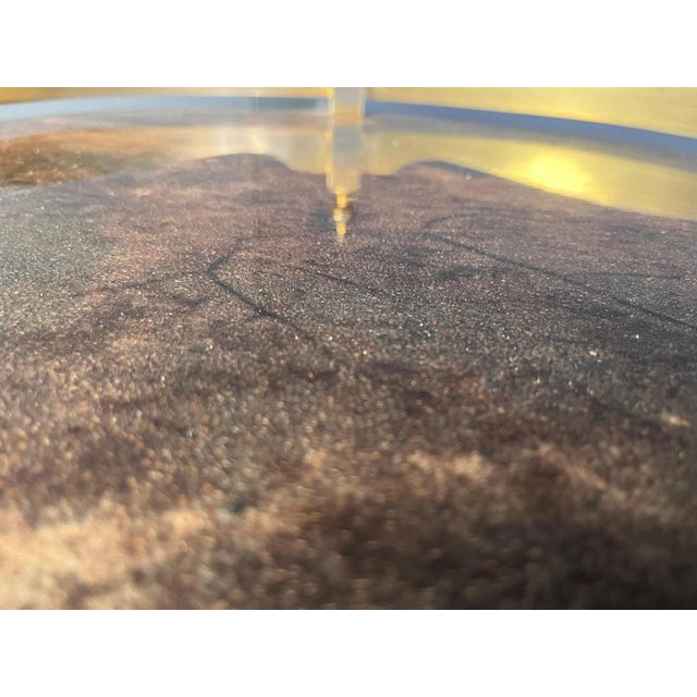 Very unique Aldo Tura Goatskin or parchment bar cart. This bar cart was made in Italy in the 1960s. Constructed of thickly...