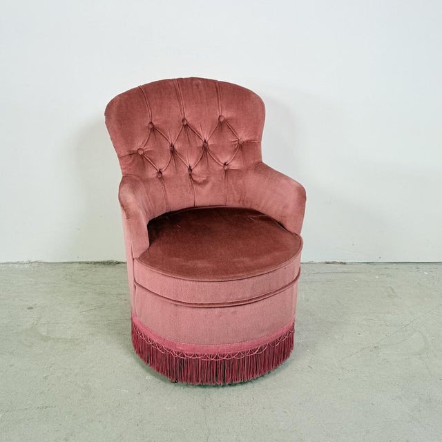 Boudoir Cocktail Chair in Pink Velvet, 1980s For Sale - Image 4 of 10