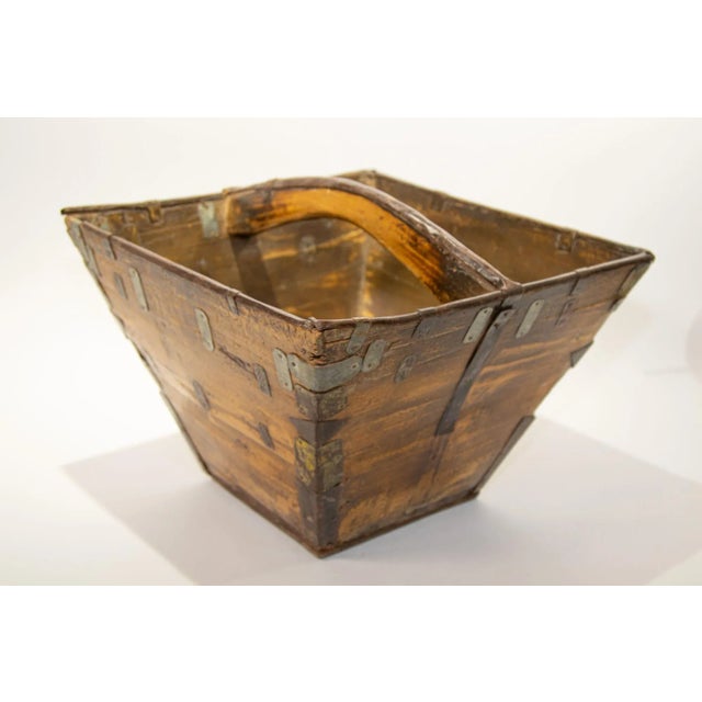 19th C. Antique Chinese Wood Basket For Sale - Image 9 of 13