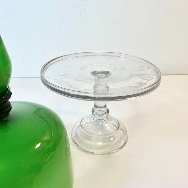 1970s Vintage Italian Boho Chic Hollywood Regency Murano Glass Cloche Over a Cake Stand - 2 Piece Set For Sale - Image 14 of 14