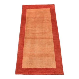 Gabbeh Rug 2’3” X 4’6” Rust Wool Contemporary Hand-Knotted Carpet For Sale