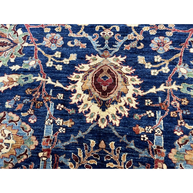 Navy Blue Bijar Persian Style Floral Wool Rug, 8' X 11' For Sale - Image 9 of 14