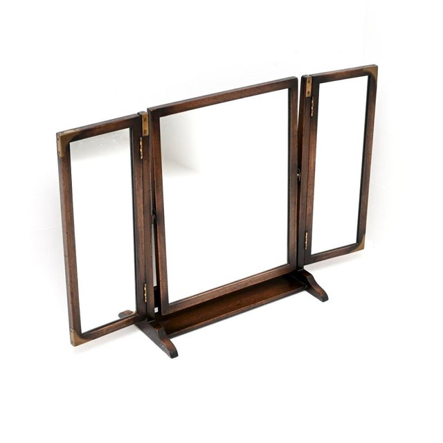 Vintage Military Campaign Style Vanity Mirror, 1930 For Sale - Image 4 of 9