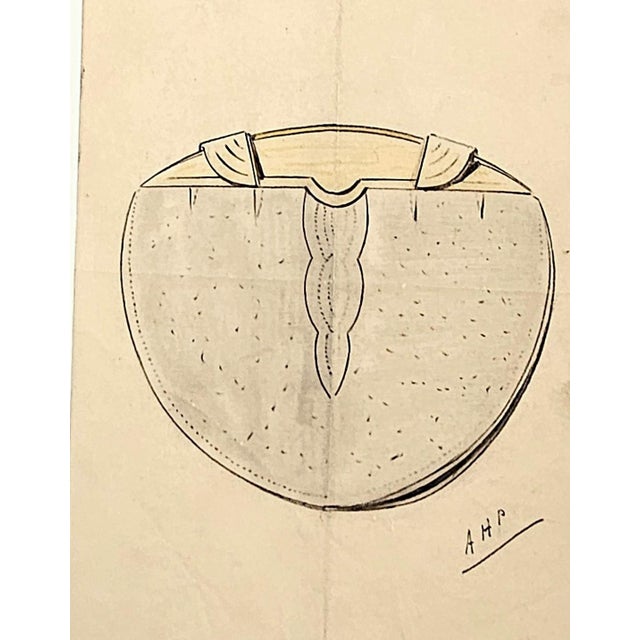Set of 3 Original French Art Deco Fashion Design Drawings-Pocketbooks, Purses, Documentation For Sale In New York - Image 6 of 8