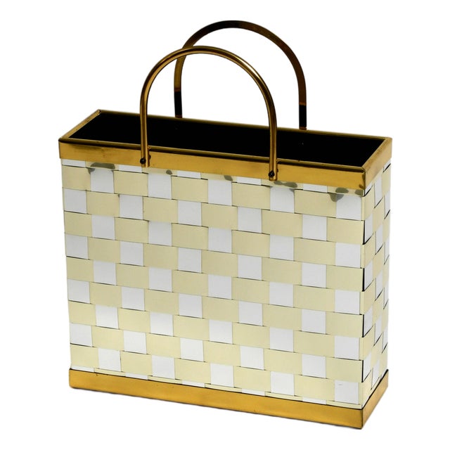 Hollywood Regency Brass Magazine Rack, 1980s For Sale