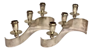 Vintage Mid-Century Silver Candleholders- a Pair