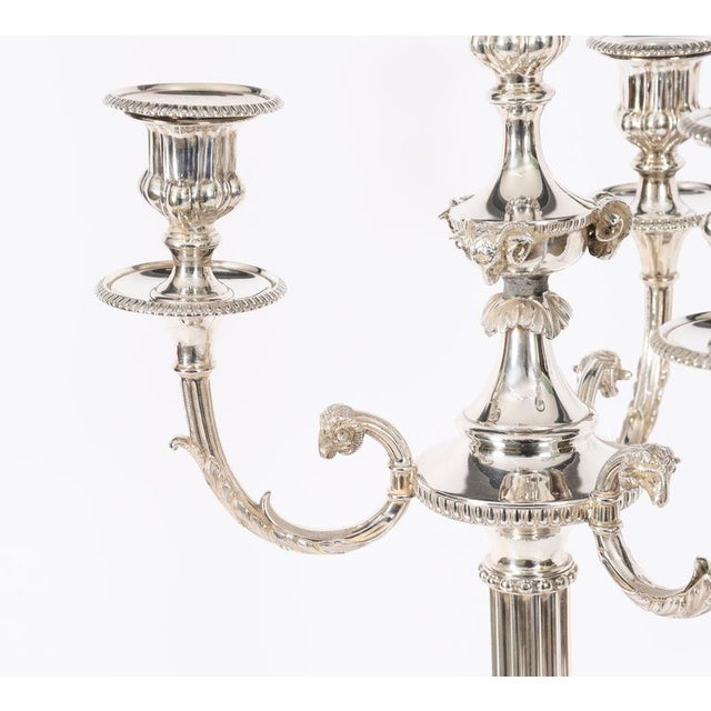 Antique Large Silver Plated Four Light Candelabra, Set of 2 For Sale - Image 3 of 18