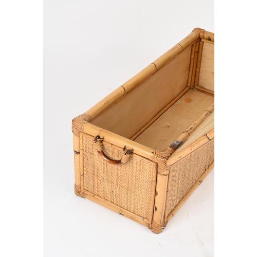 Mid-Century Modern French Riviera Storage Chest in Bamboo and Wicker, 1970 For Sale - Image 11 of 12