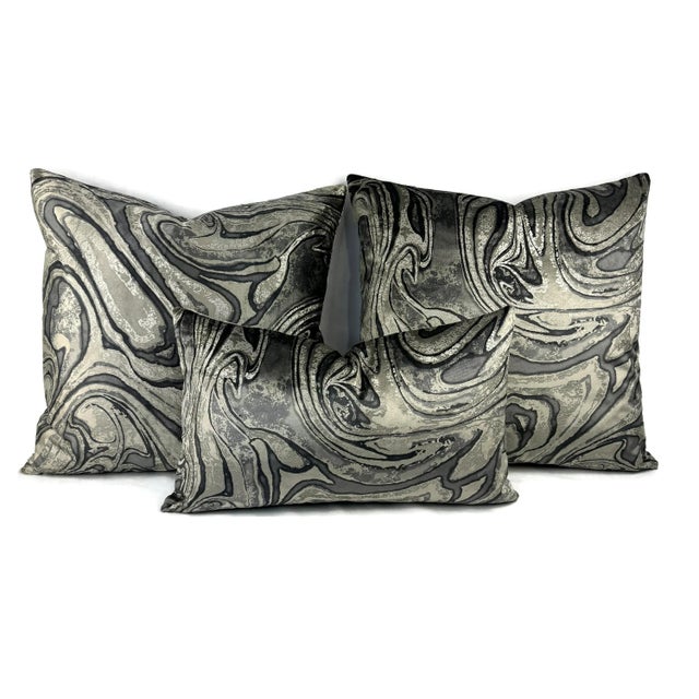 Holly Hunt Marbled in Onyx Pillow Cover For Sale In Portland, OR - Image 6 of 7