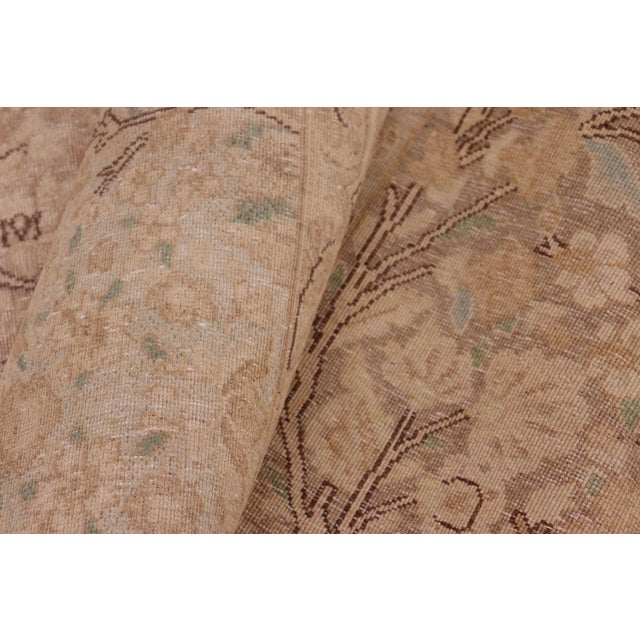 Tan Boho Chic Vintage Retro Tan/Blue Wool Rug - 9'5'' X 12'9'' For Sale - Image 8 of 10