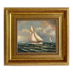 "Puritan Leading Genesta" Contemporary Nautical Reproduction Print on Canvas, Framed