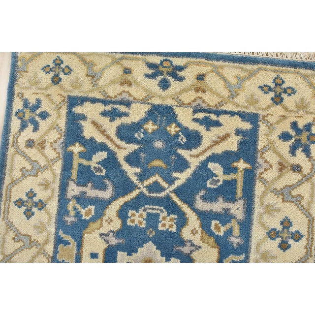 Oushak Runner 2’7” X 10′ Blue Wool Tribal Hand-Knotted Oriental Rug For Sale In Philadelphia - Image 6 of 13