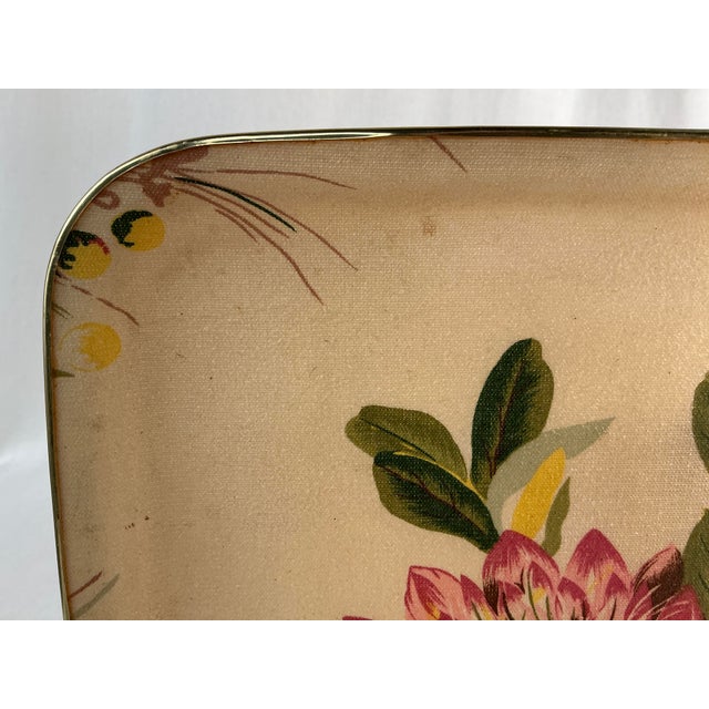 Vintage Exotic Flower Fabric Covered Tray For Sale - Image 10 of 11