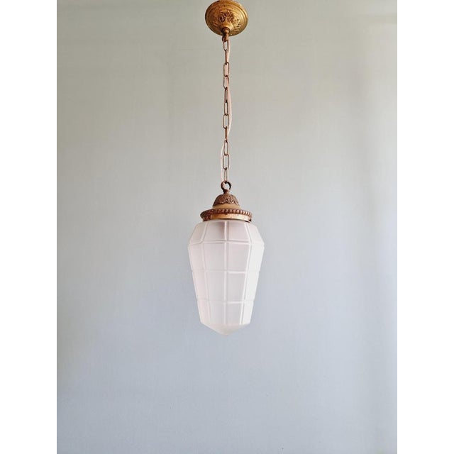 Art Deco Pendant Light in Faceted Transparent Satin Glass, 1920s For Sale - Image 14 of 14