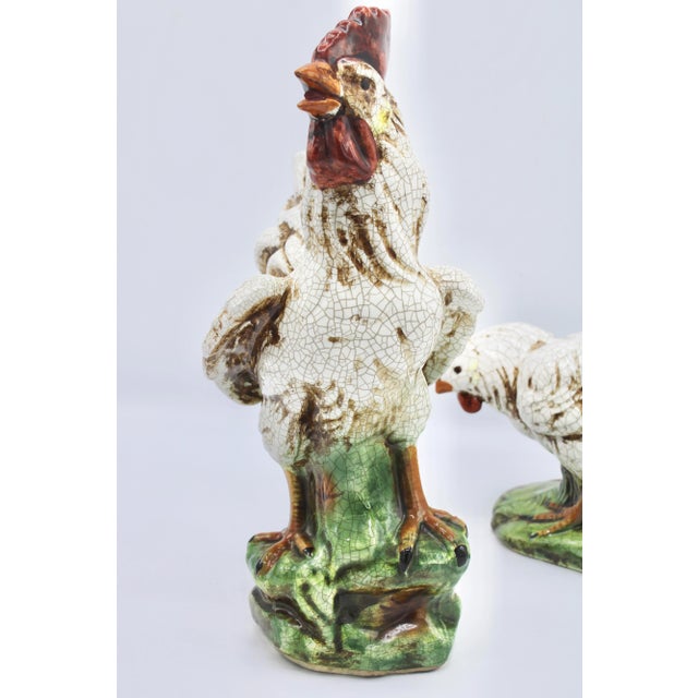 Vintage Country French Farmhouse Ceramic Chickens - Rooster and Hen For Sale - Image 9 of 12