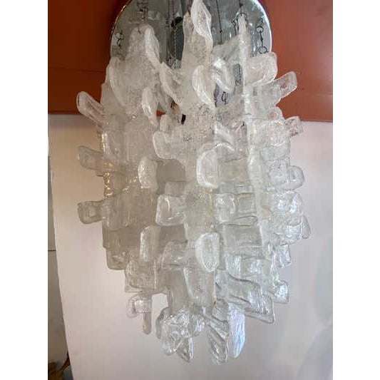 Late 20th Century 1973 Italian Fused Glass Flush Mount Chandelier For Sale - Image 5 of 11