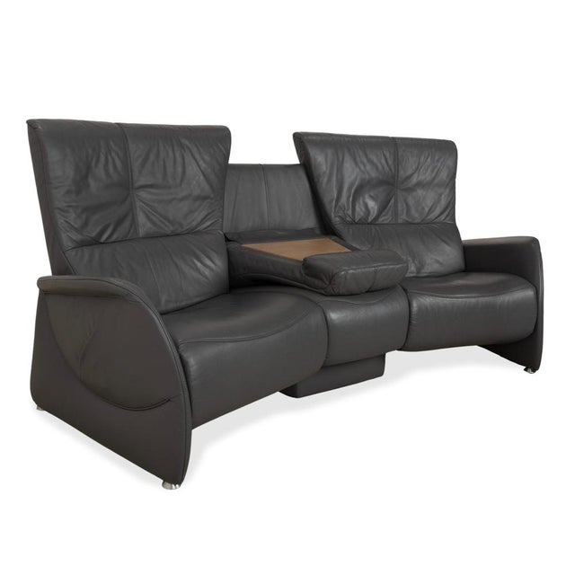 Modern Grey Leather Trapez Three-Seater Sofa with Electric Function from Himolla For Sale - Image 3 of 18