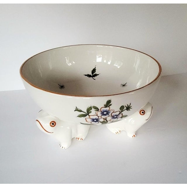 Tiffany and Co. Vintage Italian Este Ceramiche Hand-Painted Floral Ceramic Frog Centerpiece Bowl for Tiffany & Co. For Sale - Image 4 of 10