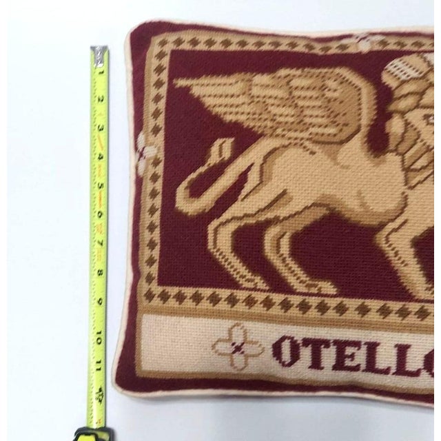 Maroon Handmade Vintage Burgundy Maroon Needlepoint Pillow with Otello Sphinx Winged Lion For Sale - Image 8 of 9