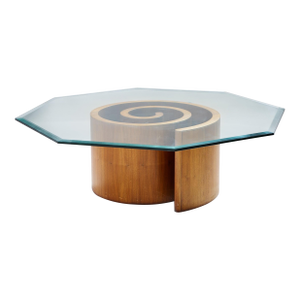 Vladimir Kagan Mid Century Walnut Snail Coffee Table