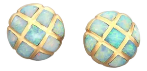 Kabana Diamond Fire Opal 14k Yellow Gold Stud Earrings