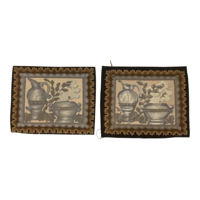 Antique Aubusson Tapestry Pillow Fragments - A Pair For Sale - Image 12 of 12