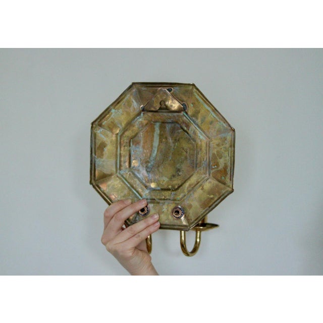 Swedish Octagonal Brass Double Arm Sconces, Set of 2 For Sale - Image 4 of 18