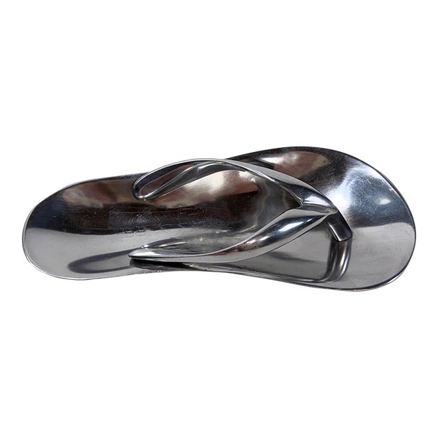 Vintage Silver Toned Sandal Catchall Dish Trinket Tray For Sale