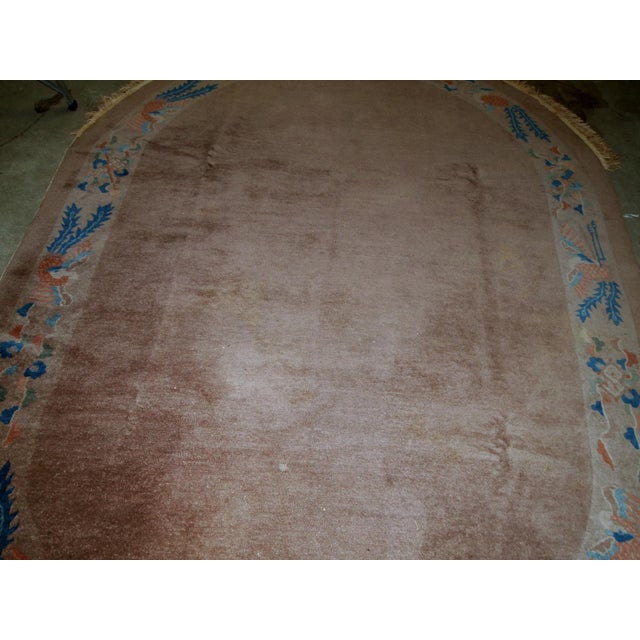 Textile 1910s, Handmade Antique Chinese Art Deco Rug 5.1' X 8.3' For Sale - Image 7 of 9