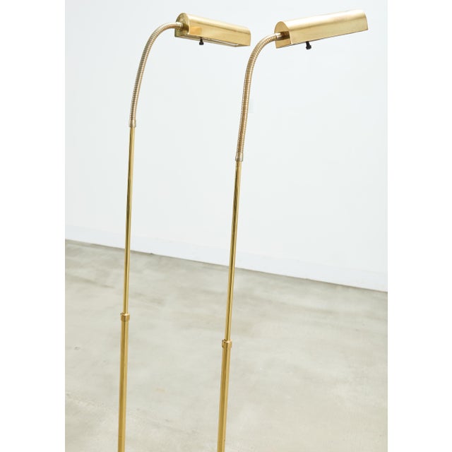 Pair of Mid-Century Brass Adjustable Pharmacy Floor Lamps For Sale - Image 11 of 18