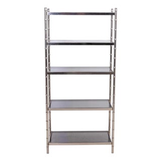 Chrome Hollywood Regency Faux Bamboo Five Shelf Étagère For Sale