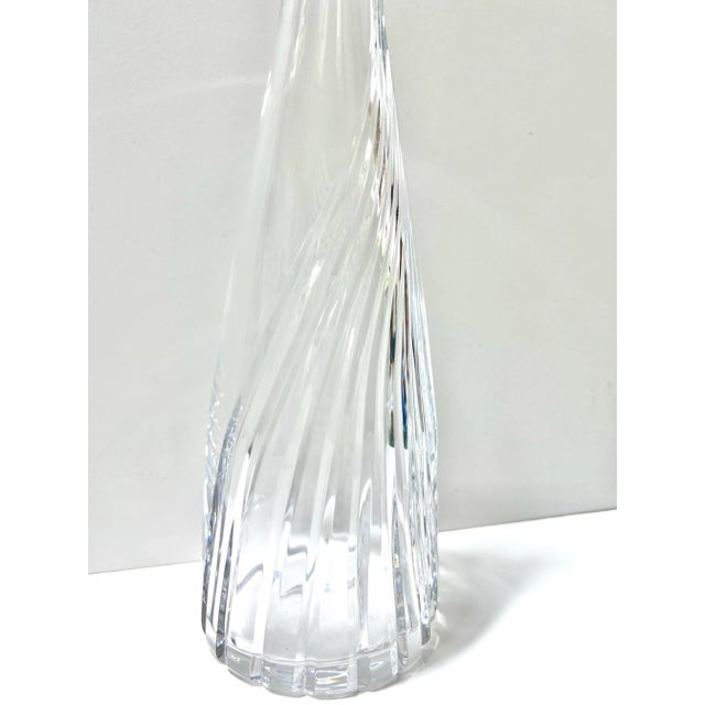 An elegant 1980s cut crystal decanter by Atlantis Crystal of Portugal in the sculptural “Flight” pattern. The sweeping...