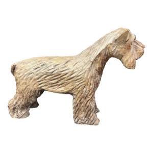 Late 20th Century Vintage Carved Solid Wood Dog Sculpture