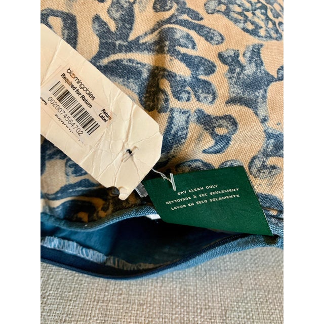 Blue Vintage Lauren Ralph Lauren Decorative Pillow Landing Damask Blue Scroll Design 18” X 18” For Sale - Image 8 of 12