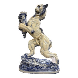 Late 19th Century Emile Gallé Heraldic Lion Candlestick For Sale