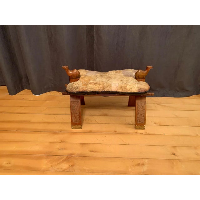 Brown Vintage Camelskin Stool, 1960s For Sale - Image 8 of 8