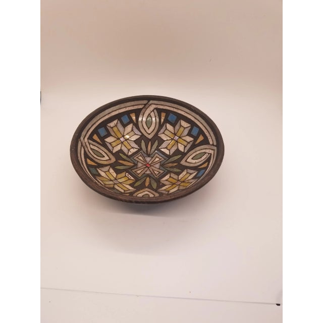 Decorative ceramic black grout bowl handmade With symbols/crosses religious pottery