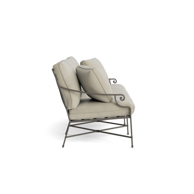 Contemporary Brown Jordan Venetian Sofa, Mica frame with Fusion Meadow fabric For Sale - Image 3 of 11