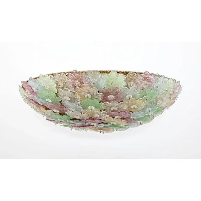Green Mid-Century Modern Murano Glass Flower Basket Ceiling Light from Barovier & Toso, 1950 For Sale - Image 8 of 10