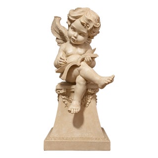 Louis XVI Angel Statue with Ivory Marble Effect, 1890s For Sale