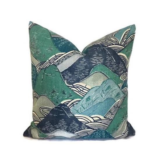 Teal Blue Edo Pillow Cover Chairish
