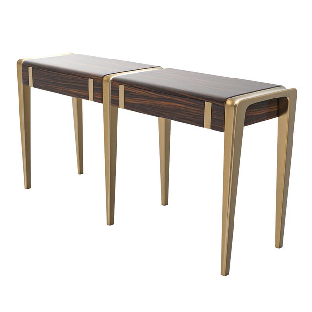 Art Deco "Micra" Credenza & Console With Bronze For Sale - Image 3 of 5
