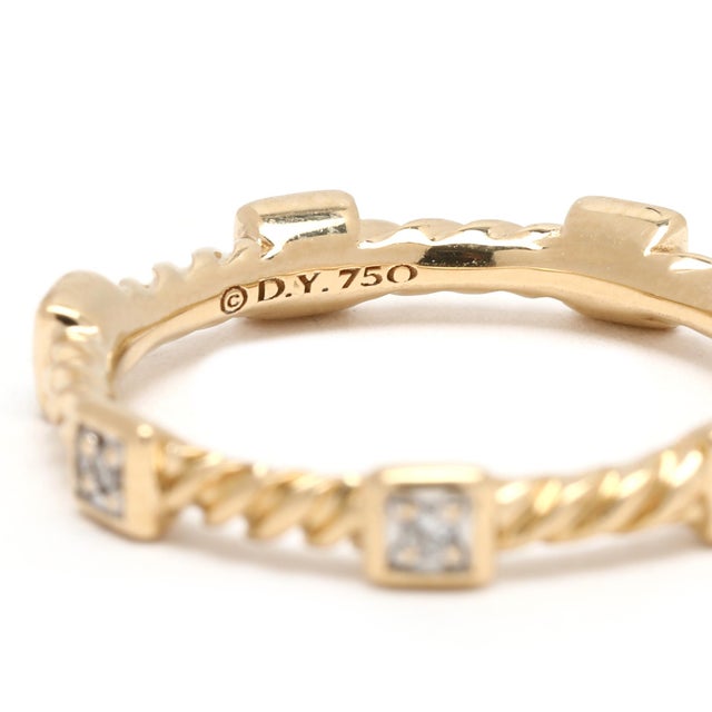 Modern David Yurman Diamond Cable Band Ring, 18k Yellow Gold, Ring Size 5 For Sale - Image 3 of 6
