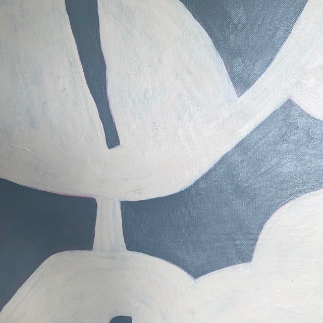 2020s Air and Tide Original Abstract Coastal Painting, Blue & White Minimalist Art, Framed Contemporary Canvas For Sale - Image 5 of 6