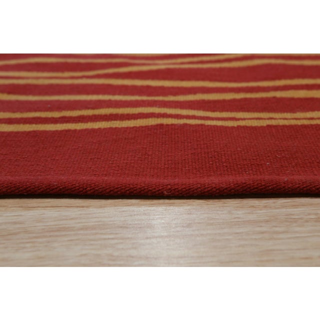 Contemporary 6x8 Trendy Sloane Kilim Red Geometric Contemporary Flatweave Wool Carpet Rug For Sale - Image 3 of 4