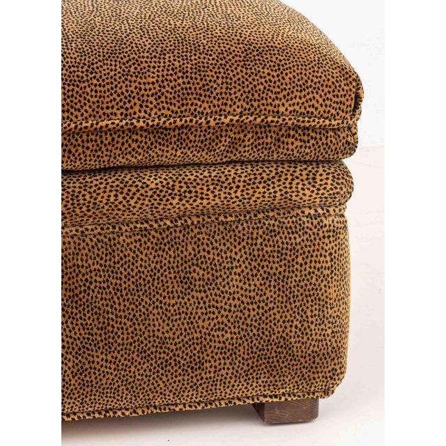 Cheetah Print Upholstered Ottoman For Sale - Image 4 of 6