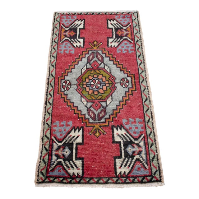 1970s Hand Knotted Door Mat, Entryway Rug, Bath Mat, Kitchen Decor, Small Rug, Turkish Rug - 1'8" X 3'1" For Sale - Image 5 of 14