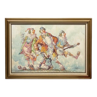 Oil on Canvas Depicting of Clown Musicians For Sale