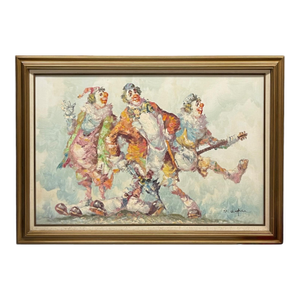 Oil on Canvas Depicting of Clown Musicians