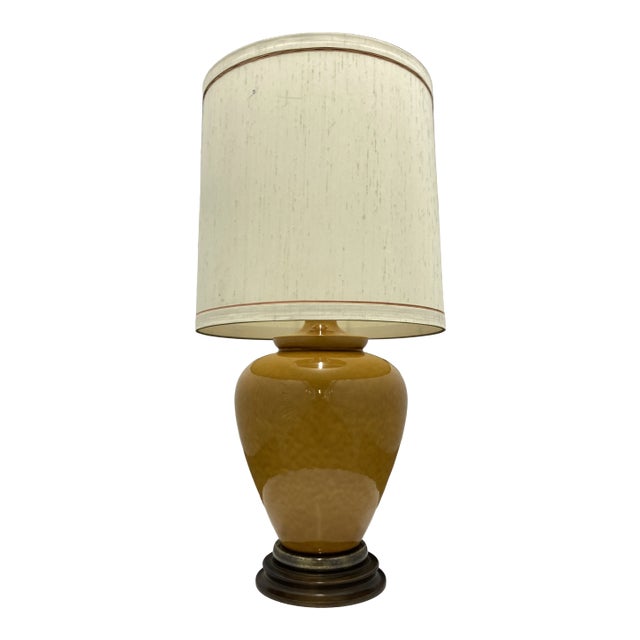 Large Frederick Cooper Crackle Glazed Porcelain Ginger Jar Table Lamp and Frederick Cooper Barrel Shade - a Pair For Sale